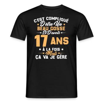 Cadeau d'anniversaire Beau gosse et d'avoir 17 ans - T-shirt homme - noir - Devant - AI Model Male 178 light (178cm)