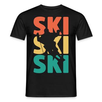 Skiing Skiers Ski holiday Ski winter sports - Men's T-Shirt - black - Front - AI Model Male 178 light (178cm)