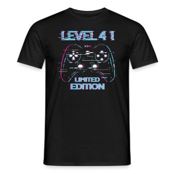 Birthday Level 41 Gaming Limited Edition Gamer - Men's T-Shirt - black - Front - AI Model Male 178 light (178cm)
