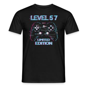 Birthday Level 57 Gaming Limited Edition Gamer - Men's T-Shirt - black - Front - AI Model Male 178 light (178cm)