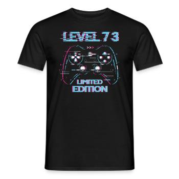 Birthday Level 73 Gaming Limited Edition Gamer - Men's T-Shirt - black - Front - AI Model Male 178 light (178cm)