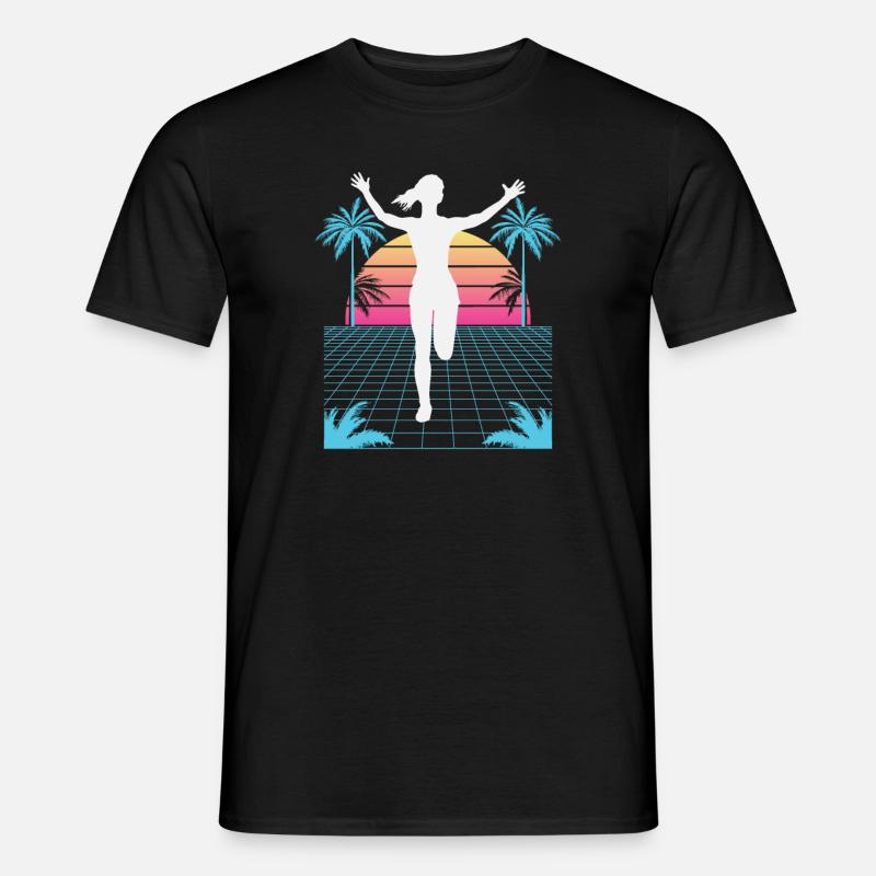 Vaporwave Synthwave Marathon, Trailrunning - Männer T-Shirt - Schwarz