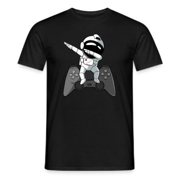 Dabbing Astronaut Controller Gamer Gaming - Men's T-Shirt - black - Front - AI Model Male 178 light (178cm)