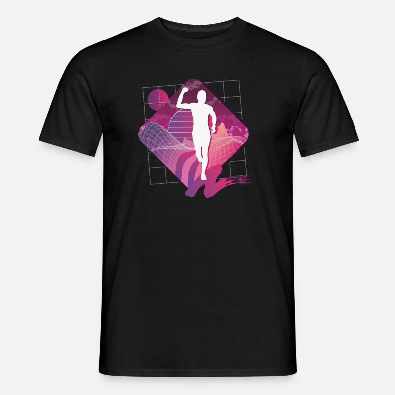 Vaporwave Synthwave Marathon, Trailrunning - Männer T-Shirt - Schwarz