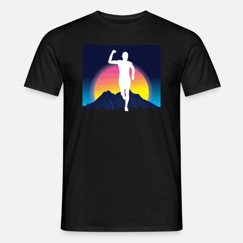 Vaporwave Synthwave Marathon, Trailrunning - Männer T-Shirt - Schwarz