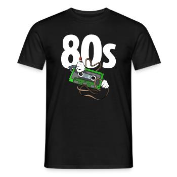 Costume de cassette de fête des années 80 - années 80 - T-shirt homme - noir - Devant - AI Model Male 178 light (178cm)