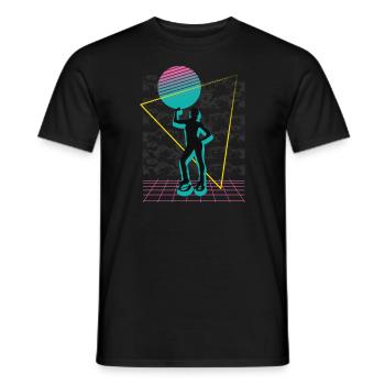 Vaporwave Synthwave Jump Shoes Fitness - Men's T-Shirt - black - Front - AI Model Male 178 light (178cm)