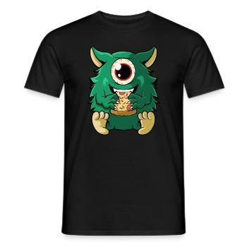 Un monstre mignon mange de la pizza - T-shirt homme - noir - Devant - AI Model Male 178 light (178cm)