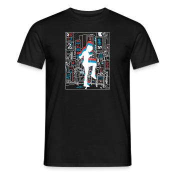 Vaporwave Synthwave Skyline Rope Jumping - Männer T-Shirt - Schwarz - Vorne - AI Model Male 178 light (178cm)