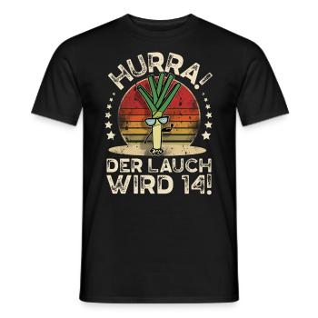 14. Geburtstag Hurra Der Lauch Wird 14 - Männer T-Shirt - Schwarz - Vorne - AI Model Male 178 light (178cm)