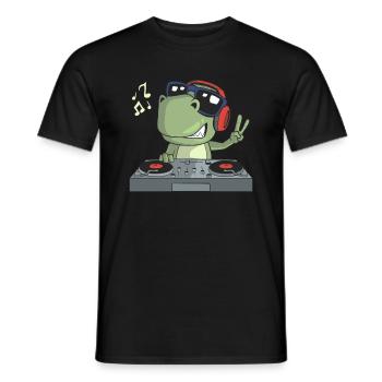 DJ Dinosaur Musique Disc Jockey - T-shirt homme - noir - Devant - AI Model Male 178 light (178cm)