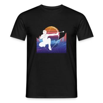 Balise fléchée Vaporwave - T-shirt homme - noir - Devant - AI Model Male 178 light (178cm)