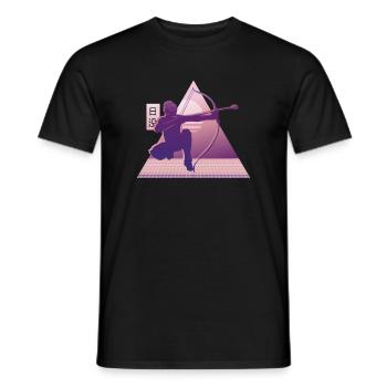 Balise fléchée Vaporwave - T-shirt homme - noir - Devant - AI Model Male 178 light (178cm)