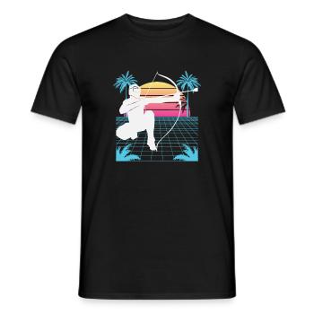 Balise fléchée Vaporwave - T-shirt homme - noir - Devant - AI Model Male 178 light (178cm)