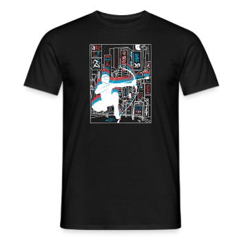 Vaporwave Synthwave Skyline Arrowtag - T-shirt homme - noir - Devant - AI Model Male 178 light (178cm)