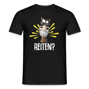 Zweideutiges Pferdemotiv - Reiten - Männer T-Shirt - Schwarz - Vorne - AI Model Male 178 light (178cm)