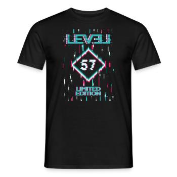 Birthday Level 57 Gaming Limited Edition Gamer - Men's T-Shirt - black - Front - AI Model Male 178 light (178cm)