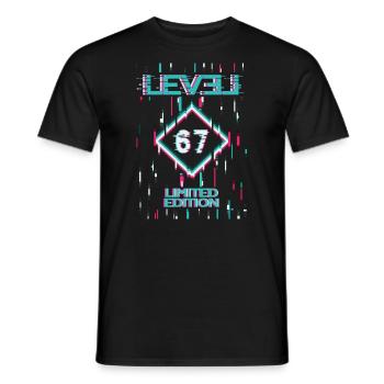 Anniversaire Niveau 67 Gaming Édition Limitée Gamer - T-shirt homme - noir - Devant - AI Model Male 178 light (178cm)