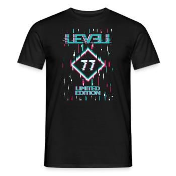Anniversaire Niveau 77 Gaming Édition Limitée Gamer - T-shirt homme - noir - Devant - AI Model Male 178 light (178cm)