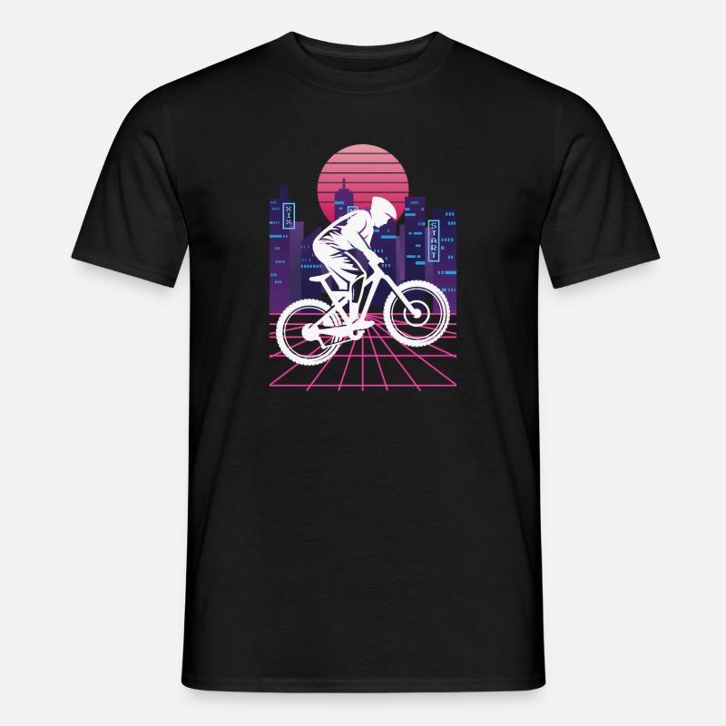 Vaporwave Synthwave Skyline Downhill - Männer T-Shirt - Schwarz