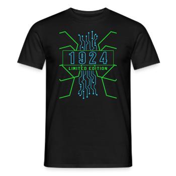 Birthday 1924 Gaming Limited Edition Gamer - Men's T-Shirt - black - Front - AI Model Male 178 light (178cm)