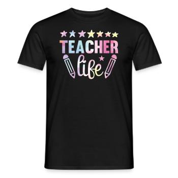 Zurück Zu Schulkrawatten-regenbogen Genießen - Männer T-Shirt - Schwarz - Vorne - AI Model Male 178 light (178cm)