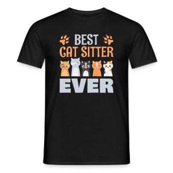 Best cat sitter ever for everyone - Men's T-Shirt - black - Front - AI Model Male 178 light (178cm)