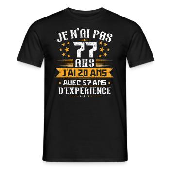 Je n'ai pas 77 ans, Cadeau d'anniversaire 77 ans - T-shirt homme - noir - Devant - AI Model Male 178 light (178cm)