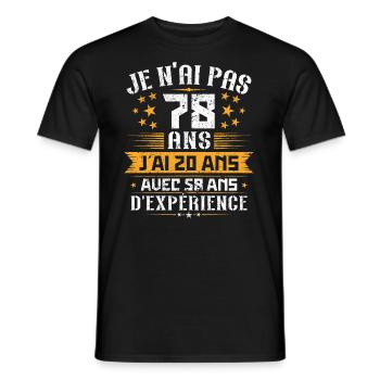Je n'ai pas 78 ans, Cadeau d'anniversaire 78 ans - T-shirt homme - noir - Devant - AI Model Male 178 light (178cm)