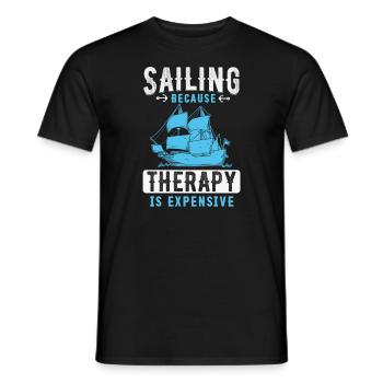 Sailing Because Therapy Is Expensive - Männer T-Shirt - Schwarz - Vorne - AI Model Male 178 light (178cm)