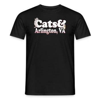 Cute Kawaii Cats And Arlington, VA Women's Cat and - Men's T-Shirt - black - Front - AI Model Male 178 light (178cm)