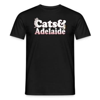 Cute Kawaii Cats And Adelaide Women's Cat and - Men's T-Shirt - black - Front - AI Model Male 178 light (178cm)