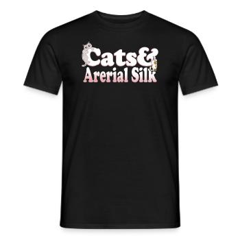 Cute Kawaii Cats And Arerial Silk Women's Cat and - Männer T-Shirt - Schwarz - Vorne - AI Model Male 178 light (178cm)