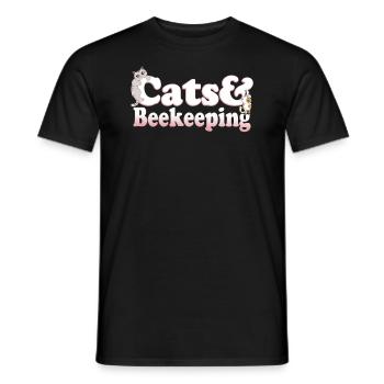 Cute Kawaii Cats And Beekeeping Women's Cat and - Men's T-Shirt - black - Front - AI Model Male 178 light (178cm)