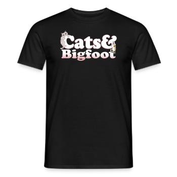 Cute Kawaii Cats And Bigfoot Women's Cat and - Men's T-Shirt - black - Front - AI Model Male 178 light (178cm)