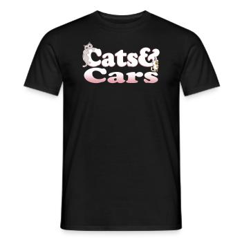 Cute Kawaii Cats And Cars Women's Cat and Cars - Men's T-Shirt - black - Front - AI Model Male 178 light (178cm)