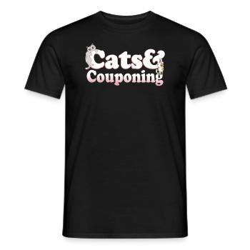 Cute Kawaii Cats And Couponing Women's Cat and - Men's T-Shirt - black - Front - AI Model Male 178 light (178cm)