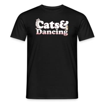 Cute Kawaii Cats And Dancing Women's Cat and - Men's T-Shirt - black - Front - AI Model Male 178 light (178cm)
