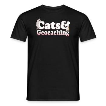 Chats Kawaii mignons et géocaching pour femmes chat et - T-shirt homme - noir - Devant - AI Model Male 178 light (178cm)