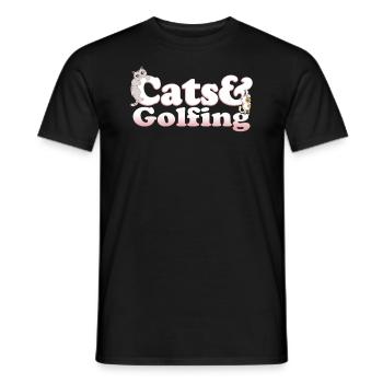 Cute Kawaii Cats And Golfing Women's Cat and - Men's T-Shirt - black - Front - AI Model Male 178 light (178cm)