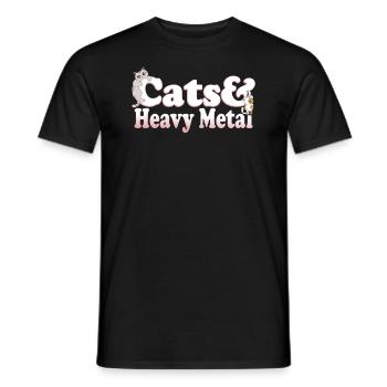 Chats mignons de Kawaii et chat de femmes de métaux lourds et - T-shirt homme - noir - Devant - AI Model Male 178 light (178cm)