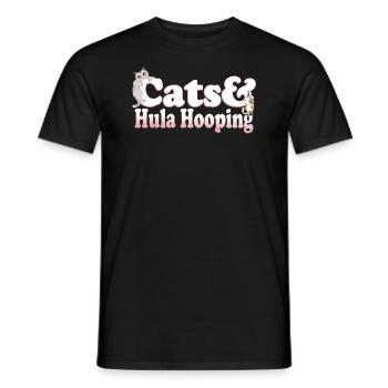 Chats Kawaii mignons et Hula Hooping chat et femmes - T-shirt homme - noir - Devant - AI Model Male 178 light (178cm)