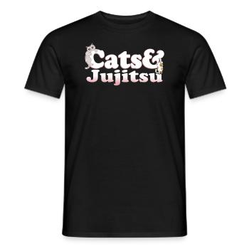 Cute Kawaii Cats And Jujitsu Women's Cat and - Men's T-Shirt - black - Front - AI Model Male 178 light (178cm)