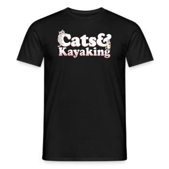 Chats mignons de Kawaii et chat de femmes de kayak et - T-shirt homme - noir - Devant - AI Model Male 178 light (178cm)