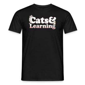 Cute Kawaii Cats And Learning Women's Cat and - Men's T-Shirt - black - Front - AI Model Male 178 light (178cm)