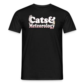 Cute Kawaii Cats And Meteorology Women's Cat and - Men's T-Shirt - black - Front - AI Model Male 178 light (178cm)