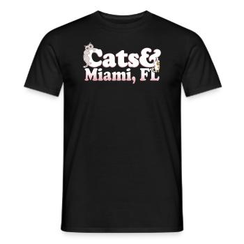 Chats Kawaii mignons et Miami, FL chat pour femme et - T-shirt homme - noir - Devant - AI Model Male 178 light (178cm)
