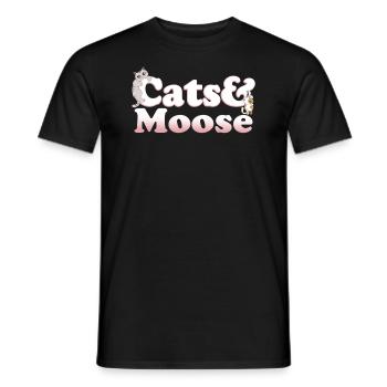 Chats et orignaux kawaii mignons Chat et orignal pour femmes - T-shirt homme - noir - Devant - AI Model Male 178 light (178cm)