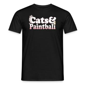 Cute Kawaii Cats And Paintball Women's Cat and - Men's T-Shirt - black - Front - AI Model Male 178 light (178cm)