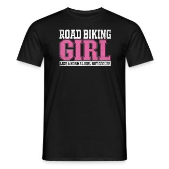 Femme vélo de route fille comme une fille normale mais - T-shirt homme - noir - Devant - AI Model Male 178 light (178cm)